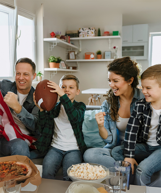Family using internet