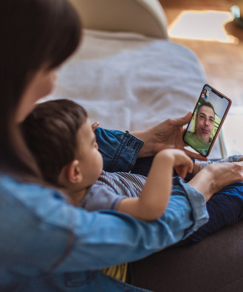Family using internet